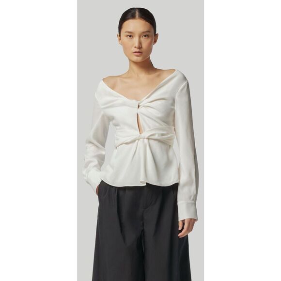 Altuzarra “PRASINI' Twist Detail TOP in White NWT Size 36/XS - Picture 2 of 10